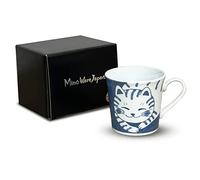 MINO WARE JAPAN Japanese Ceramic Mug with Gift Box-Nekochigura Teacup Series-10 fl oz Japanese Yunomi Pottery Green Tea Coffee Mug Soup Cup, Hot or Cold drinks, Dishwasher and Microwave safe (Tora)