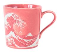 Mino ware Japanese Ceramics Mug Cup Big Wave & Mt. Fuji made in Japan (Japan Import) AKM010 (Red)