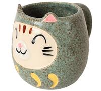 Mino ware Japanese Pottery Mug Cup Daruma Cat made in Japan (Japan Import) CPM023 (Sage Green)