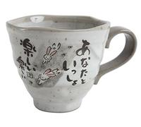 Mino ware Japanese Pottery Mug Cup Peaceful Time Series w/Kanji Poem Gray made in Japan (Japan Import) KSM102 (Rabbit)