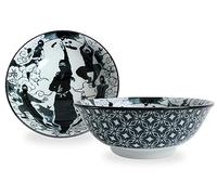 Mino ware Japanese Pottery Pair Ramen Noodle Donburi Bowl (set of two) made in Japan KND201 (Ninja Black)