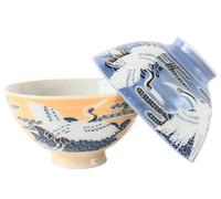 Mino ware Japanese Pottery Pair Rice Bowl Animal Pattern (set of 2) made in Japan (Japan Import) MIG013 (Flying Crane)