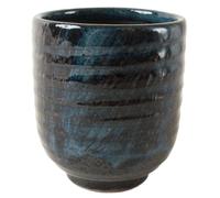 Mino ware Japanese Pottery Yunomi Chawan Chubby Tea Cup 10.5oz made in Japan (Japan Import) MMY002 (Brushed Navy)