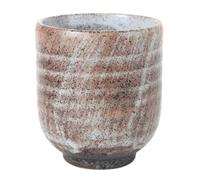 Mino ware Japanese Pottery Yunomi Chawan Chubby Tea Cup 10.5oz made in Japan (Japan Import) MMY004 (White & Brown)
