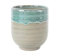 Mino ware Japanese Pottery Yunomi Chawan Chubby Tea Cup 10.5oz made in Japan (Japan Import) MMY005 (Moss Green)