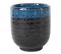 Mino ware Japanese Pottery Yunomi Chawan Chubby Tea Cup 10.5oz made in Japan (Japan Import) MMY007 (Black & Blue)