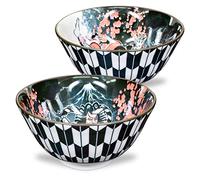Mino Ware Japanese Rice Bowl, Rice Ramen Noodle Soup Sarada Pasta, Kabuki Design Chawn, 2.5 inch 8.4oz, Set of 2