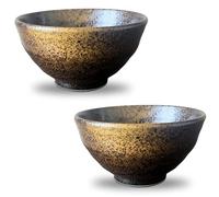 Mino ware Rice bowl, Gohan Chawan,Black Kinsai glaze style,set of 2