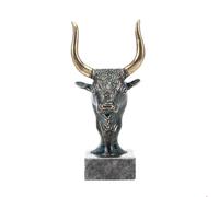 Minoan Minotaur Ancient Greek Mythology Head Bull Statue Bronze Figurine with Marble Base 5.5 inches (14 cm)