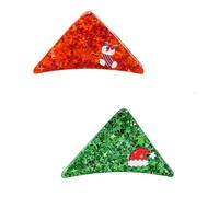 MinoCino Christmas Hair Claw Clips for Women, 2PCS Hair Jaw Clip Holiday Hair Accessories Red Sock and Green Hat triangle Design for Girls Party Styling