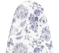 MinoCino Large Ironing Board Cover 140x45cm, Wide Iron Board Cover with 6mm Thick Felt Padding, Drawstring, Hook and Loop Fasteners, Floral and Butterflies Printed