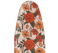 MinoCino Large Ironing Board Cover 140x45cm, Wide Iron Board Cover with 6mm Thick Felt Padding, Drawstring, Hook and Loop Fasteners, Floral Printed