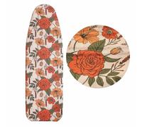 MinoCino Large Ironing Board Cover 150x55cm, Wide Iron Board Cover with 6mm Thick Felt Padding, Drawstring, Hook and Loop Fasteners, Floral Printed