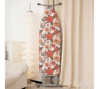 MinoCino Large Ironing Board Cover 160x60cm, Extra Wide Iron Board Cover with 6mm Thick Felt Padding, Drawstring, Hook and Loop Fasteners, Floral Printed