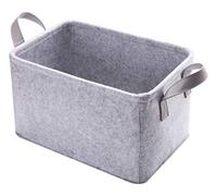 Minoisome Collapsible Storage Basket with Carry Handles Felt Fabric Storage Bin Durable Organizer for Gift Toys Shoes Clothes Towels Nursery Home Laundry Office Decorative Organizing Box(Light Grey)