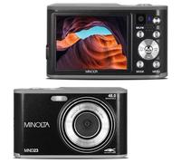 Minolta 48MP Digital Camera with Rear Selfie Lens - 4K Ultra HD Video, 2.8" LCD Screen, 16X Digital Zoom, Autofocus, Slow Motion, Time Lapse, Filters, Scene Modes, 32GB Card Included (Black)