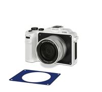 Minolta Digital Camera - 56MP Photos, 4K 60FPS Video, Dual-Lens Selfie Design, 18X Zoom, Wi-Fi, RAW/JPEG Capture, 3” LCD, Replaceable Faceplates (Black & Blue), Compact Travel Camera (White)