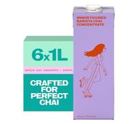 Minor Figures Barista Chai Concentrate - 100% Organic - Plant-Based - Slow-Brewed with black tea and Spices - Vegan - Dairy-Free - Makes 20 Chai Lattes - 6 x 1L Cartons
