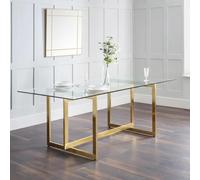 Minori Dining Table - 8 Seater - 200cm - Clear Glass and Gold