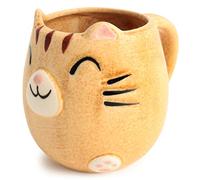 Minoribo Mino ware Japanese Pottery Mug Cup Cat Shape made in Japan (Japan Import) CPM107 (Honey Yellow)