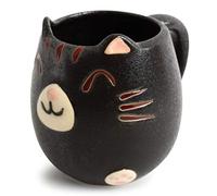 Minoribo Mino ware Japanese Pottery Mug Cup Cat Shape made in Japan (Japan Import) CPM109 (Matte Black)