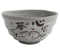 Minoribo Mino ware Japanese Pottery Rice Bowl Peaceful Time Series w/Kanji Poem Gray made in Japan (Japan Import) KSC103 (Cat)