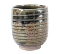 Minoribo Mino ware Japanese Pottery Yunomi Chawan Chubby Tea Cup 12oz made in Japan (Japan Import) MMY001 (Rusty Green)