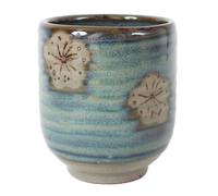 Minoribo Mino ware Japanese Pottery Yunomi Chawan Chubby Tea Cup 12oz made in Japan (Japan Import) MMY003 (Plum Flowers)