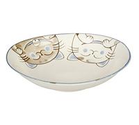 Minoru Ceramic Crystal cat light oval 7.5 inch Bowl BL