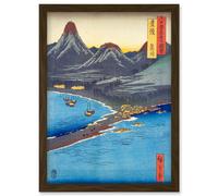 Minosaki Bungo Province Utagawa Hiroshige Japan Woodblock Artwork Framed Wall Art Print A4 Artery8 Brown One Size