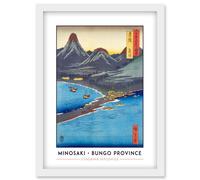 Minosaki Bungo Province Utagawa Hiroshige Japan Woodblock Classic Collection Artwork Framed Wall Art Print A4 Artery8 White One Size