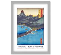 Minosaki Bungo Province Utagawa Hiroshige Japan Woodblock Classic Collection Artwork Framed Wall Art Print A4 Artery8 Light Grey One Size