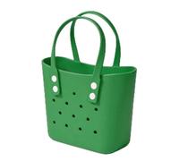 MINOSSOB Beach Tote Bag Water-Proof Rubber Tote Bag Sandproof Simple Modern Vacation Essentials for Summer Swim, Green, M, Beach Tote Bags