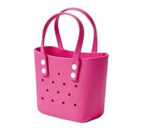 MINOSSOB Beach Tote Bag Water-Proof Rubber Tote Bag Sandproof Simple Modern Vacation Essentials for Summer Swim, Rose, M, Beach Tote Bags