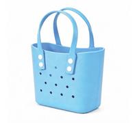 MINOSSOB Beach Tote Bag Water-Proof Rubber Tote Bag Sandproof Simple Modern Vacation Essentials for Summer Swim, Blue, M, Beach Tote Bags