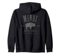 Minot North Dakota 1886 Bison Design Souvenir Zip Hoodie