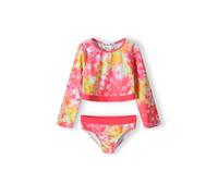 Minoti 2-Piece Long Sleeve Tie-Dye Swimsuit Rash Guard Top & Briefs In Coral Coral