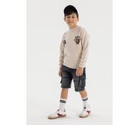 Minoti Denim-Look Cargo Shorts With Elastic Waist In Black Black