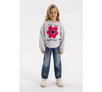 Minoti Embroidered Distressed Denim Jeans With Flower & Rainbow Details In Blue Blue