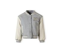 Minoti Kids Baseball Style Jacket Outerwear With Faux Leather Sleeves Grey Long