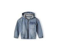 Minoti Kids Denim Jacket Outerwear With Fixed Hood Zip Fastening Navy Long