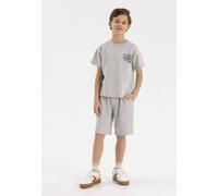 Minoti Two-Piece Set With Printed T-Shirt And Shorts In Grey Grey 9-10 Years