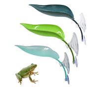 MinrzPet 3 Pack Plastic Leaf Decorations with Suction Cups, Frog Habitat Platform, Reptile Decorations for Terrarium, Frog Tank Accessories, Terrarium Decor for African Dwarf, and Toad (Multicolor)