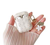 MINSCOSE Compatible with AirPods 1&2 Clear Case,Cute Flower Pattern Design with Floral Keychain, Soft TPU Protective Shockproof Cover for AirPods 1&2 Generation for Women Girls-White Flower