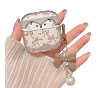MINSCOSE Compatible with AirPods 4 Clear Case,Cute Pretty Flower Earphone Cover with Floral Keychain, Soft Transparent TPU Protective Case for AirPod 4 for Girl Women-Brown