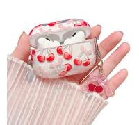 MINSCOSE Compatible with AirPods Pro 2 Clear Case,Cute Cherry Bow Pretty Aesthetic Design with Keychain,Soft TPU Protective Shockproof Case for Women Girl for AirPods Pro 2-Red