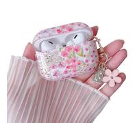 MINSCOSE Compatible with AirPods Pro 2nd/1st Generation Case,Cute Cartoon Flower Aesthetic Design with Bow Pearl Keychain Soft TPU Protective Shockproof Cover for Airpod Pro/Pro 2-Pink Flower