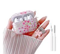 MINSCOSE Compatible with AirPods Pro 3rd Generation Clear Case,Cute Cartoon Flower Aesthetic Design with Bow Pearl Keychain Soft TPU Protective Shockproof Cover for Airpod Pro 3-Pink Flower