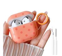 MINSCOSE for AirPods 4 Case with Cleaner Kit,Cute Polka Dot Soft TPU Design with Keychain,Anti-Drop Protective Shockproof Cover for Women Girls-Orange