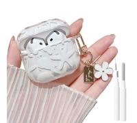 MINSCOSE for AirPods 4 Clear Case,Cute Ocean Marine Life Seashell Design with Flower Keychain,Soft TPU Protective Shockproof Cover with Cleaner Kit for AirPods 4 for Women Girls-Starfish